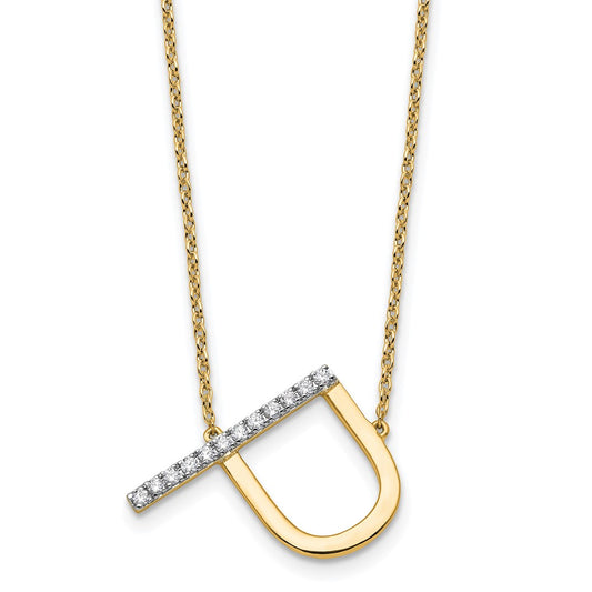 14K Sideways Diamond Initial P 18 inch Necklace