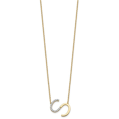 14K Sideways Diamond Initial S 18 inch Necklace
