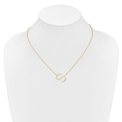 14K Sideways Diamond Initial S 18 inch Necklace