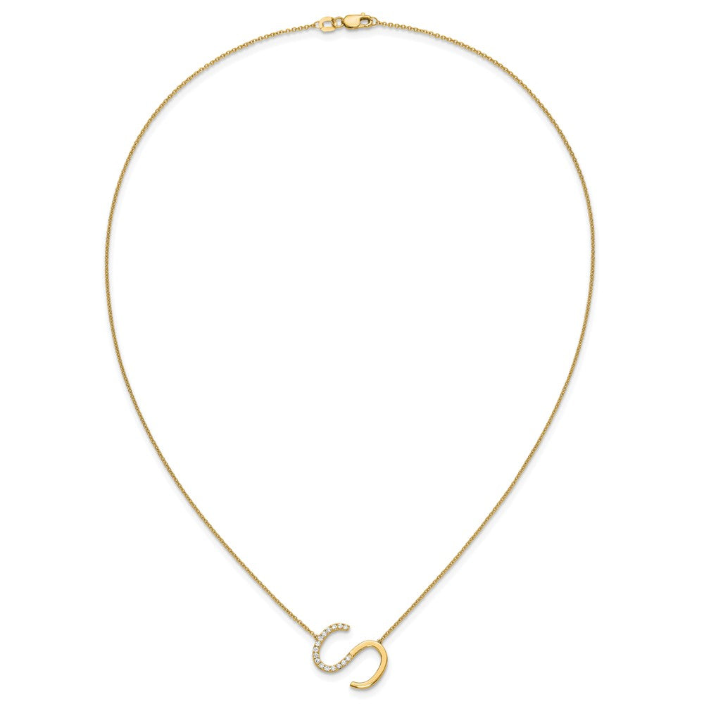 14K Sideways Diamond Initial S 18 inch Necklace