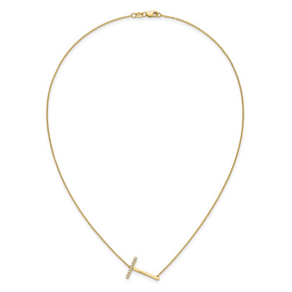 14K Sideways Diamond Initial T 18 inch Necklace