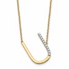 14K Sideways Diamond Initial U 18 inch Necklace
