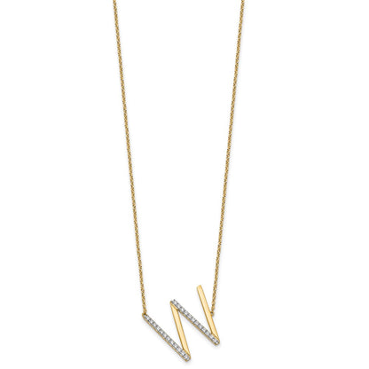 14K Sideways Diamond Initial W 18 inch Necklace