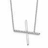 14K White Gold Sideways Diamond Initial X 18 inch Necklace