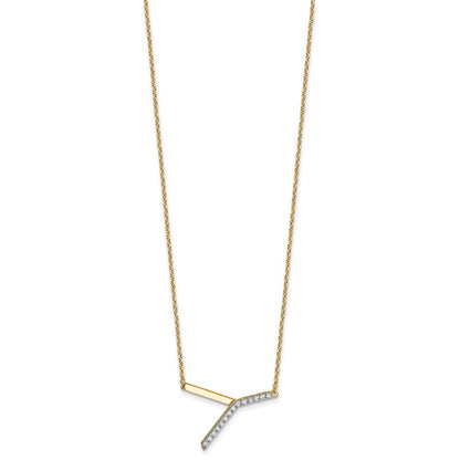14K Sideways Diamond Initial Y 18 inch Necklace