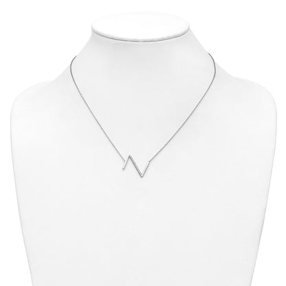 14K White Gold Sideways Diamond Initial Z 18 inch Necklace