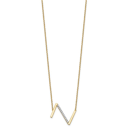 14K Sideways Diamond Initial Z 18 inch Necklace