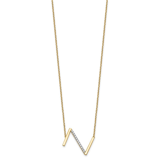 14K Sideways Diamond Initial Z 18 inch Necklace