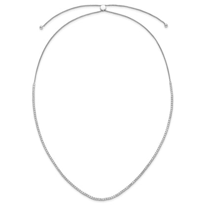14k White Gold 5 carat Lab Grown Diamond VS/SI+ G+ Adjustable to 26 inch Tennis Bolo Necklace
