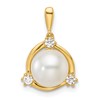 14k 1/8 carat Lab Grown Diamond VS/SI+ G+ and 8.00 mm Round Freshwater Cultured Pearl Pendant