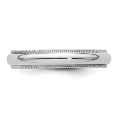 Platinum 4mm Polished Milgrain Comfort-Fit Wedding Band Size 9