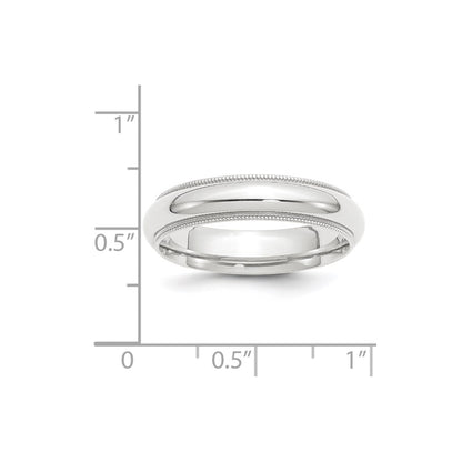 Platinum 5mm Polished Milgrain Comfort-Fit Wedding Band Size 6