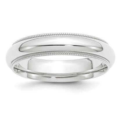 Platinum 5mm Polished Milgrain Comfort-Fit Wedding Band Size 6.5