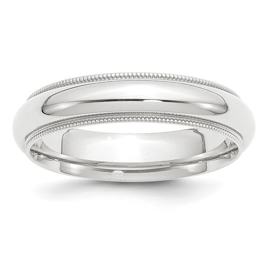 Platinum 5mm Polished Milgrain Comfort-Fit Wedding Band Size 6.5