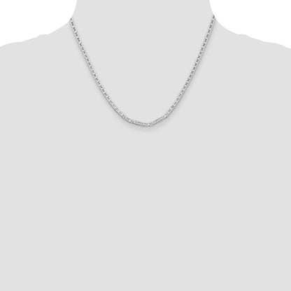 Sterling Silver Rhodium-plated 3mm Flat Anchor Chain