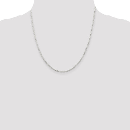 Sterling Silver 2.2mm Diamond-cut Long Link Cable Chain