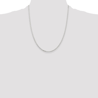 Sterling Silver 2.2mm Diamond-cut Long Link Cable Chain