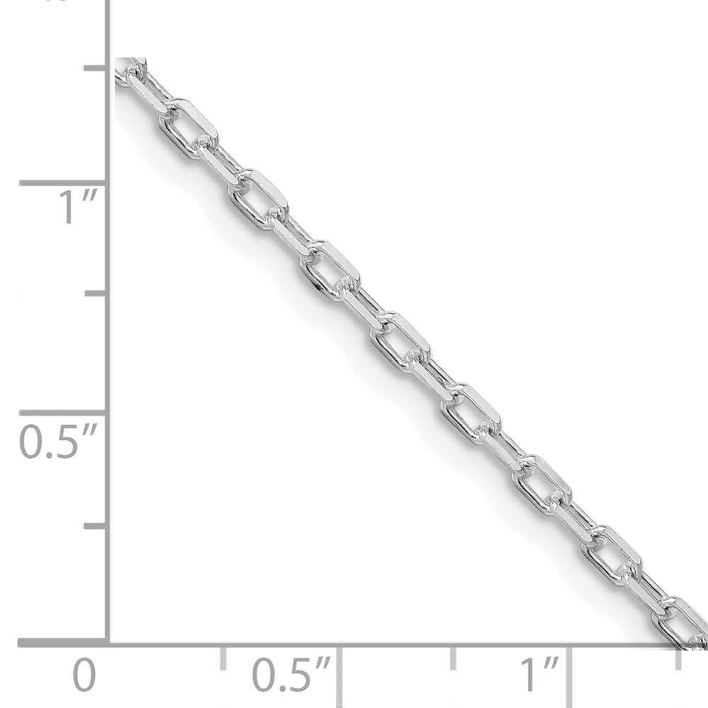 Sterling Silver Rhodium-plated 2.2mm Diamond-cut Long Link Cable Chain