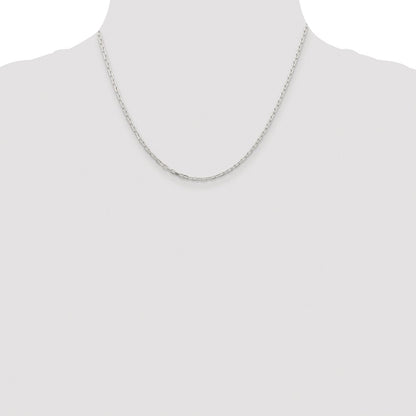 Sterling Silver Rhodium-plated 2.2mm Diamond-cut Long Link Cable Chain