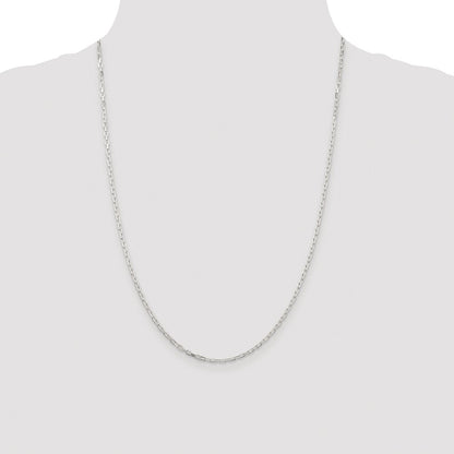 Sterling Silver Rhodium-plated 2.2mm Diamond-cut Long Link Cable Chain