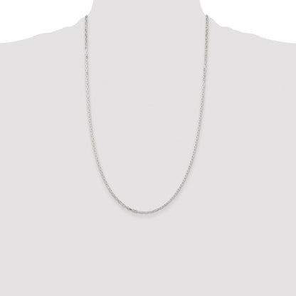 Sterling Silver Rhodium-plated 2.2mm Diamond-cut Long Link Cable Chain