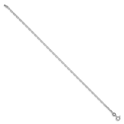 Sterling Silver Rhodium-plated 2.2mm Diamond-cut Long Link Cable Chain