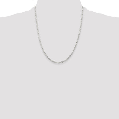 Sterling Silver 2.9mm Diamond-cut Long Link Cable Chain