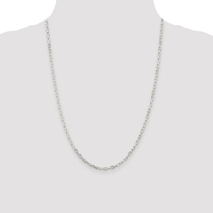 Sterling Silver Rhodium-plated 2.9mm Diamond-cut Long Link Cable Chain
