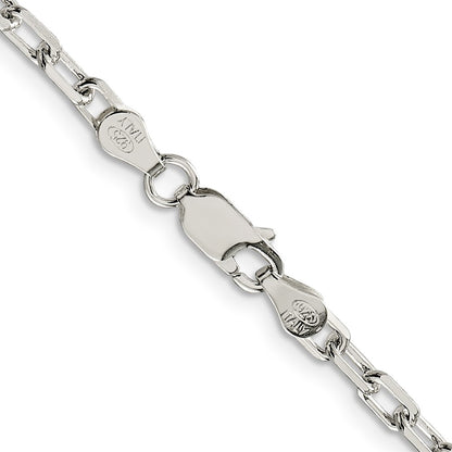 Sterling Silver 3.75mm Diamond-cut Long Link Cable Chain