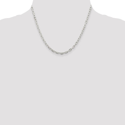Sterling Silver 3.75mm Diamond-cut Long Link Cable Chain