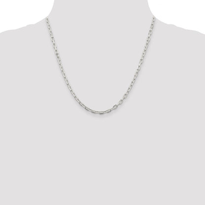 Sterling Silver 3.75mm Diamond-cut Long Link Cable Chain