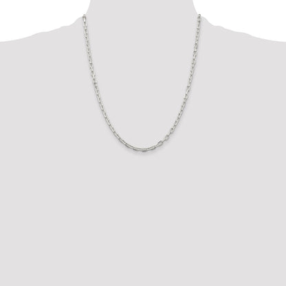 Sterling Silver 3.75mm Diamond-cut Long Link Cable Chain