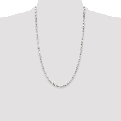 Sterling Silver 3.75mm Diamond-cut Long Link Cable Chain