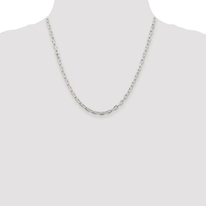 Sterling Silver Rhodium-plated 3.75mm Diamond-cut Long Link Cable Chain