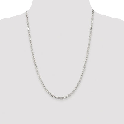 Sterling Silver Rhodium-plated 3.75mm Diamond-cut Long Link Cable Chain