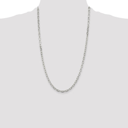 Sterling Silver 4.5mm Diamond-cut Long Link Cable Chain