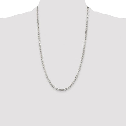Sterling Silver Rhodium-plated 4.5mm Diamond-cut Long Link Cable Chain
