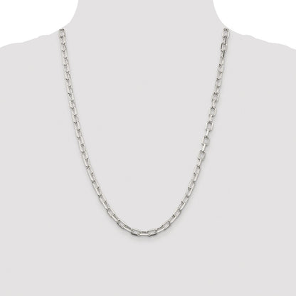 Sterling Silver Rhodium-plated 5.75mm Diamond-cut Long Link Cable Chain