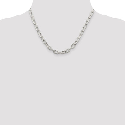 Sterling Silver 6.65mm Diamond-cut Long Link Cable Chain