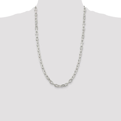 Sterling Silver 6.65mm Diamond-cut Long Link Cable Chain