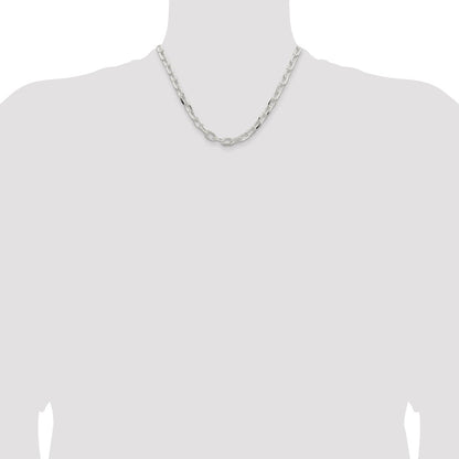 Sterling Silver 7.5mm Diamond-cut Long Link Cable Chain