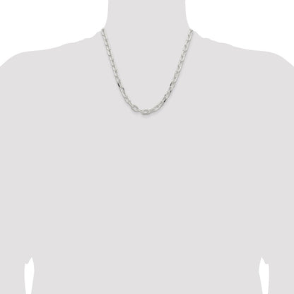 Sterling Silver 7.5mm Diamond-cut Long Link Cable Chain