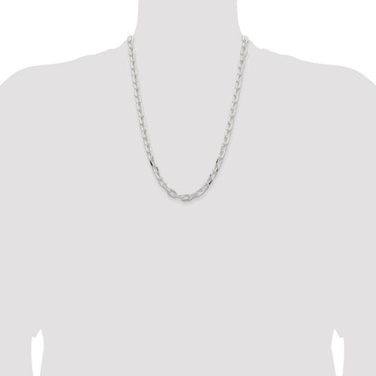 Sterling Silver 7.5mm Diamond-cut Long Link Cable Chain