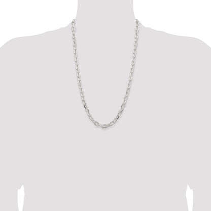 Sterling Silver 7.5mm Diamond-cut Long Link Cable Chain