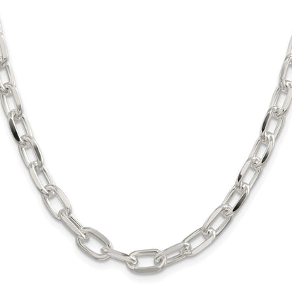 Sterling Silver Rhodium-plated 7.5mm Diamond-cut Long Link Cable Chain