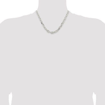 Sterling Silver Rhodium-plated 7.5mm Diamond-cut Long Link Cable Chain