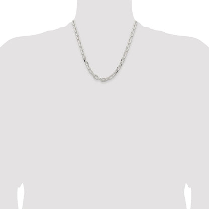 Sterling Silver Rhodium-plated 7.5mm Diamond-cut Long Link Cable Chain