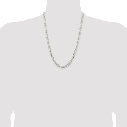 Sterling Silver Rhodium-plated 7.5mm Diamond-cut Long Link Cable Chain