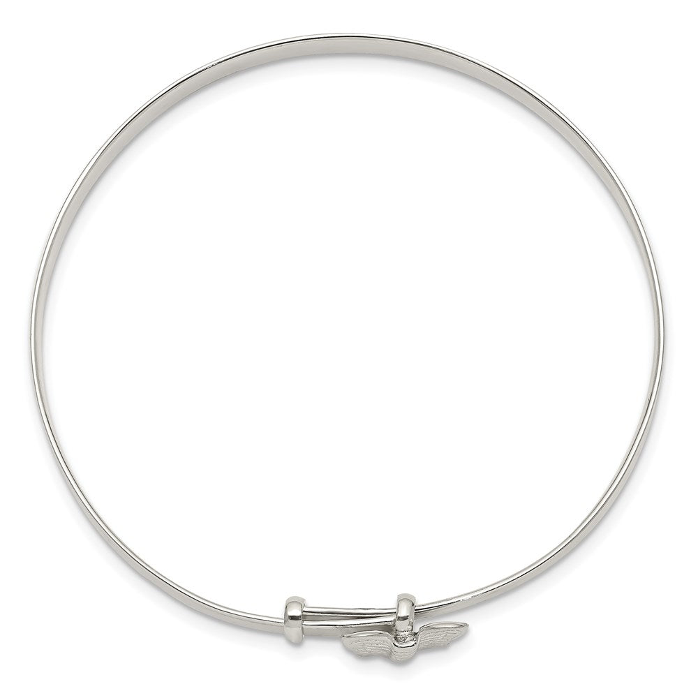 Sterling Silver Polished/Antiqued Butterfly 4mm Adjustable Children's Bangl