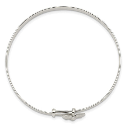 Sterling Silver Polished/Antiqued Butterfly 4mm Adjustable Children's Bangl
